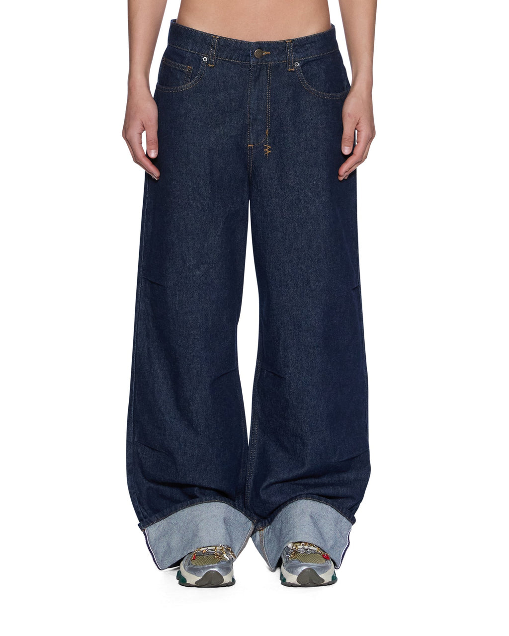 Womens Ksuper Cuffed Mystic Rinse Baggy Denim Jeans - Denim