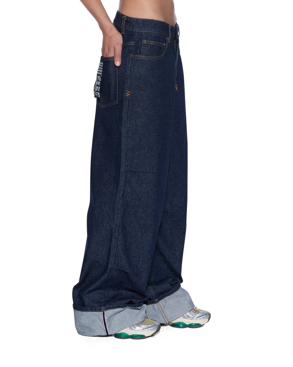 Womens Ksuper Cuffed Mystic Rinse Baggy Denim Jeans - Denim