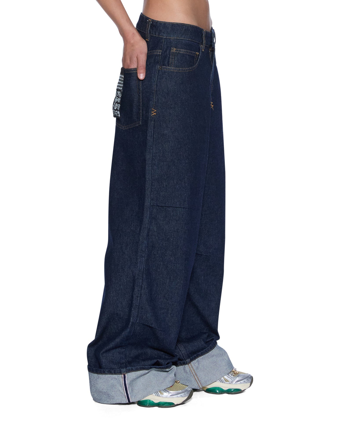 Womens Ksuper Cuffed Mystic Rinse Baggy Denim Jeans - Denim