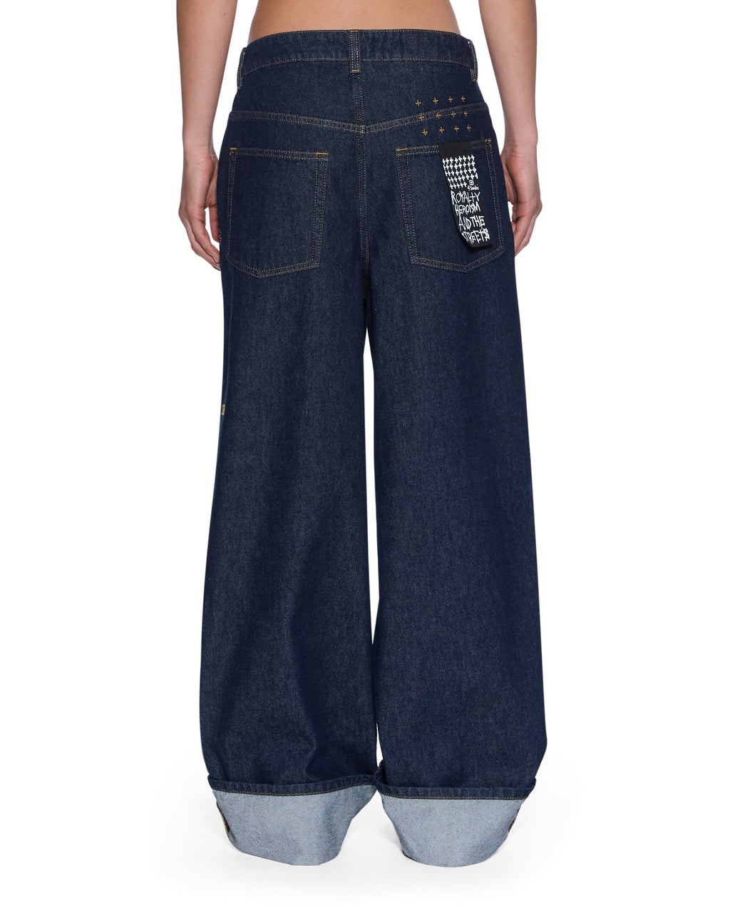 Womens Ksuper Cuffed Mystic Rinse Baggy Denim Jeans - Denim