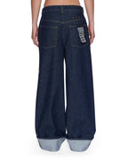 Womens Ksuper Cuffed Mystic Rinse Baggy Denim Jeans - Denim