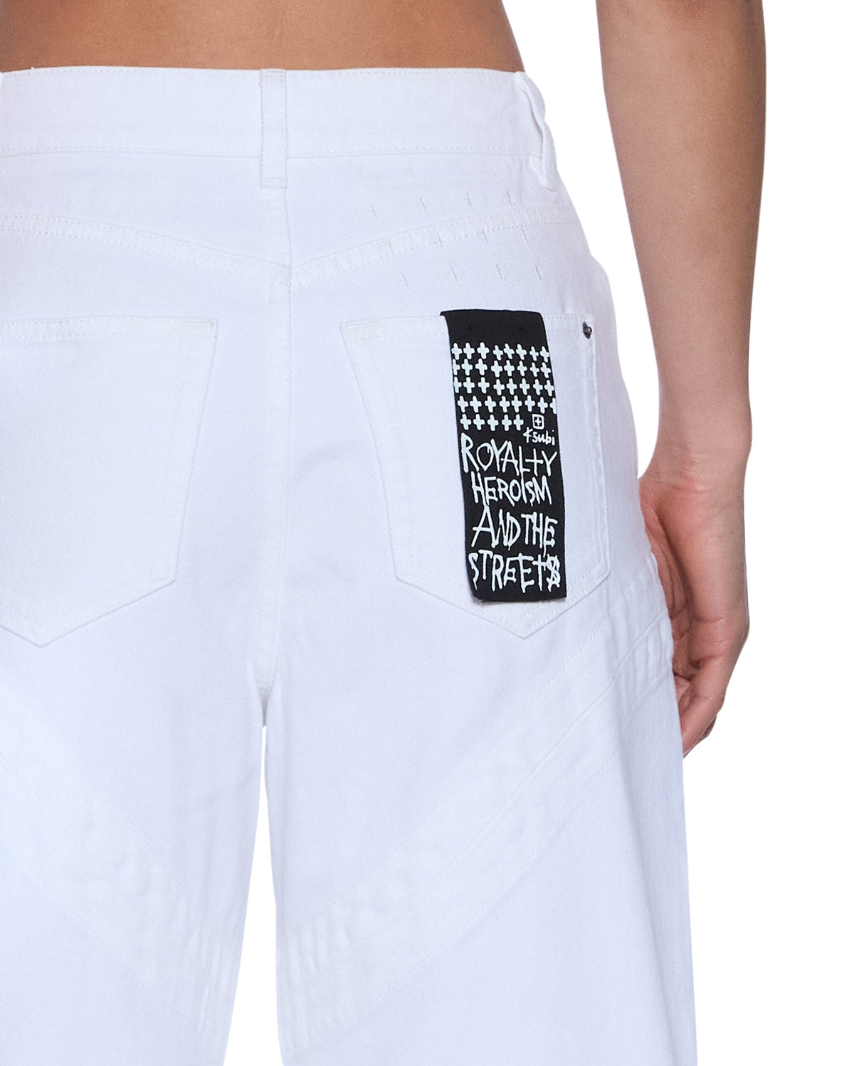 Womens Strider Saddle Fresh Wide Denim Jeans - White