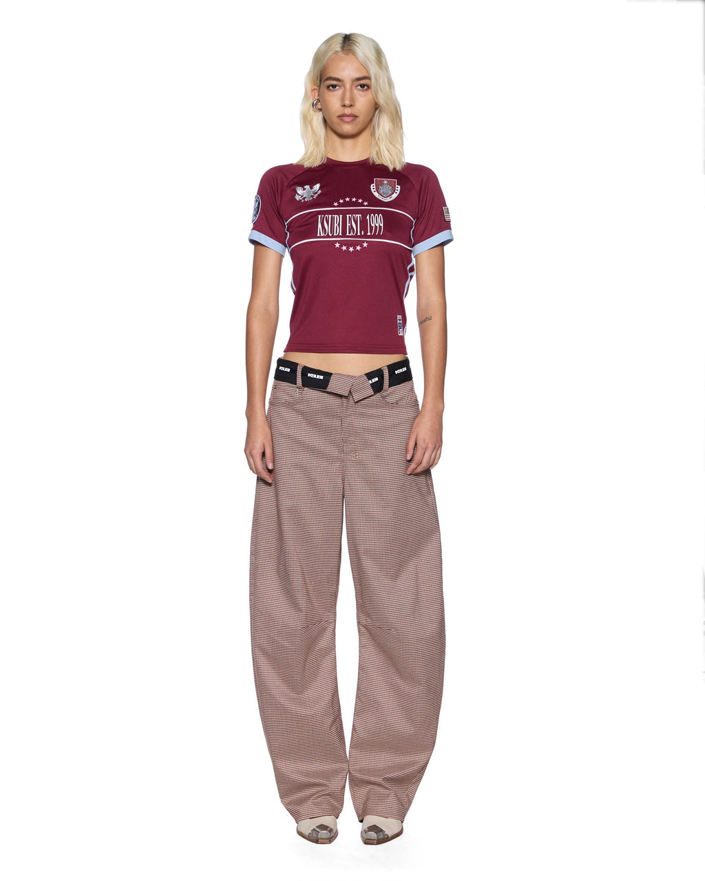 Womens Surround Vision Baby Jersey Sangria Slim Tees - Burgundy