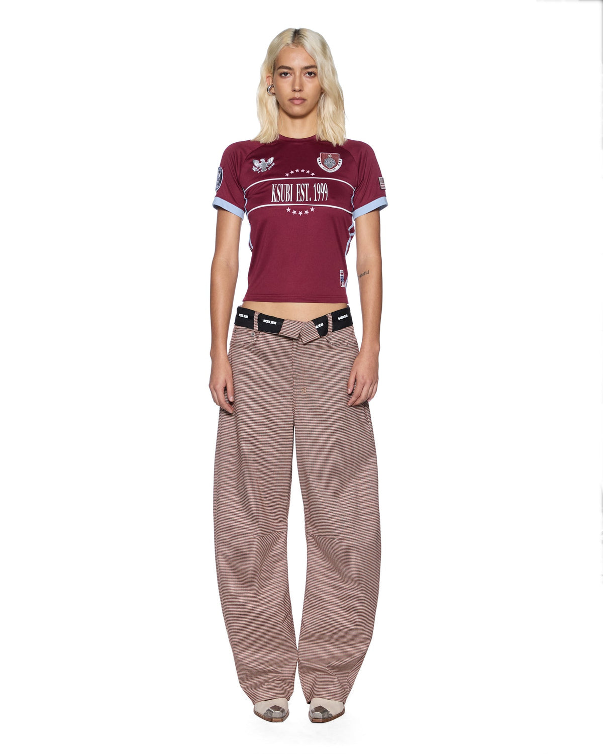 Womens Surround Vision Baby Jersey Sangria Slim Tees - Burgundy