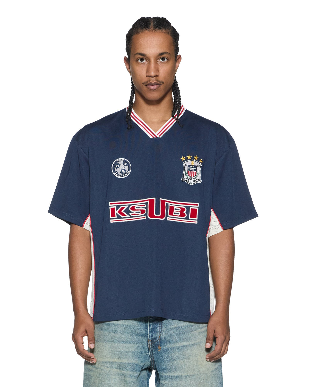 Mens Offside Ss Jersey Navy Relaxed Fashion Tops - Navy