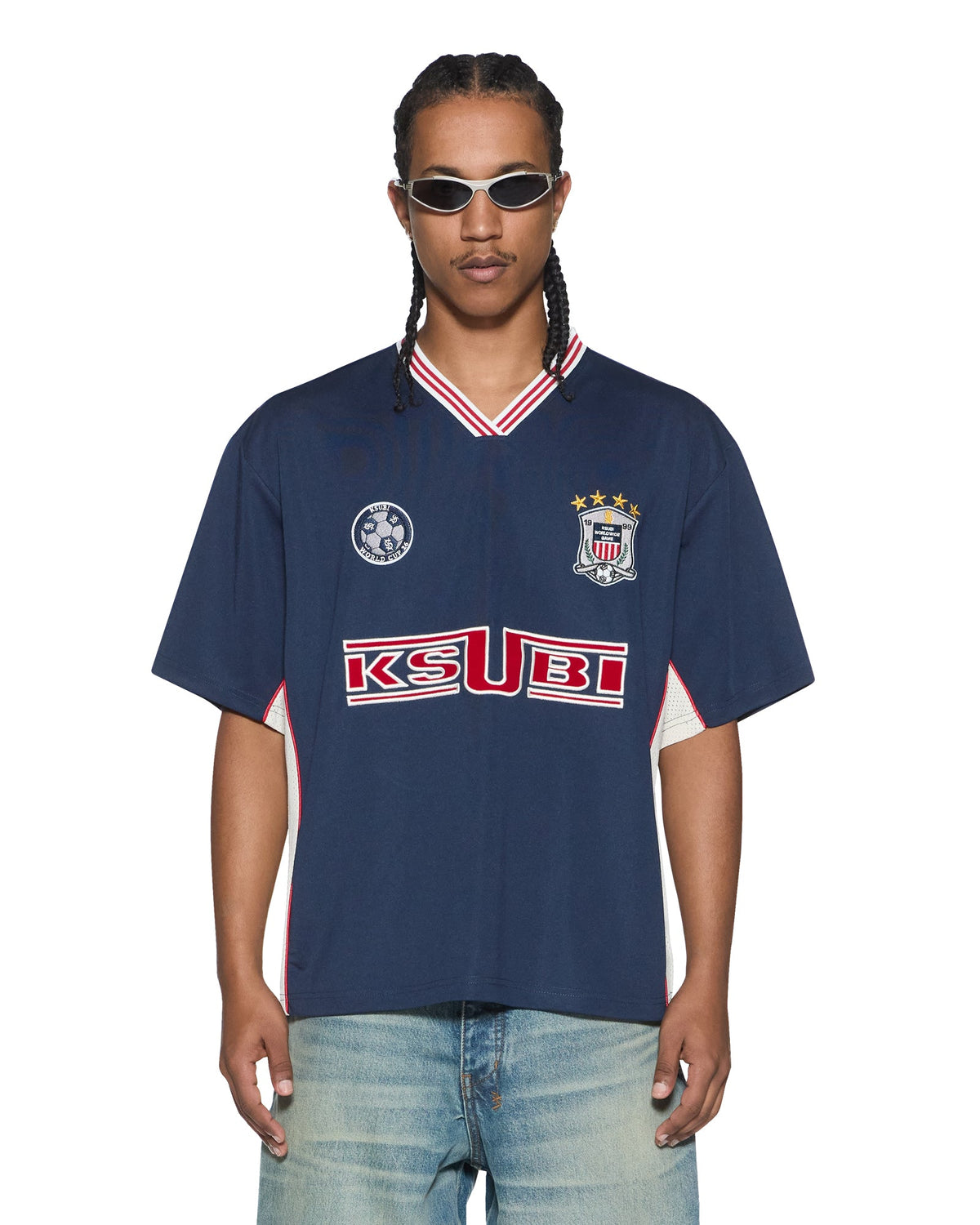 Mens Offside Ss Jersey Navy Relaxed Fashion Tops - Navy