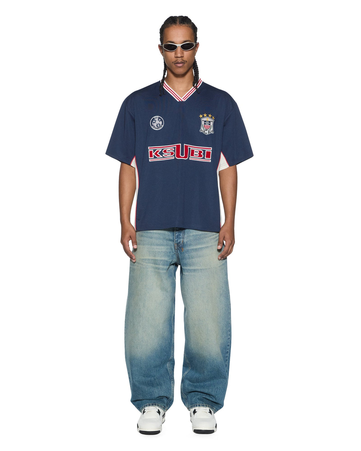 Mens Offside Ss Jersey Navy Relaxed Fashion Tops - Navy