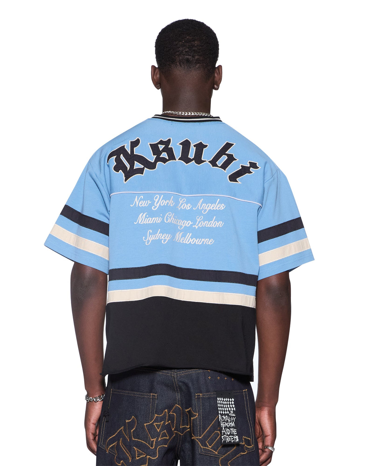 Mens Idol Duke Ss Jersey Nue Blue Boxy Fashion Tops - Blue