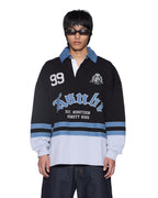 Mens Idol Ls Rugby Faded Black Relaxed Fashion Tops - Grey