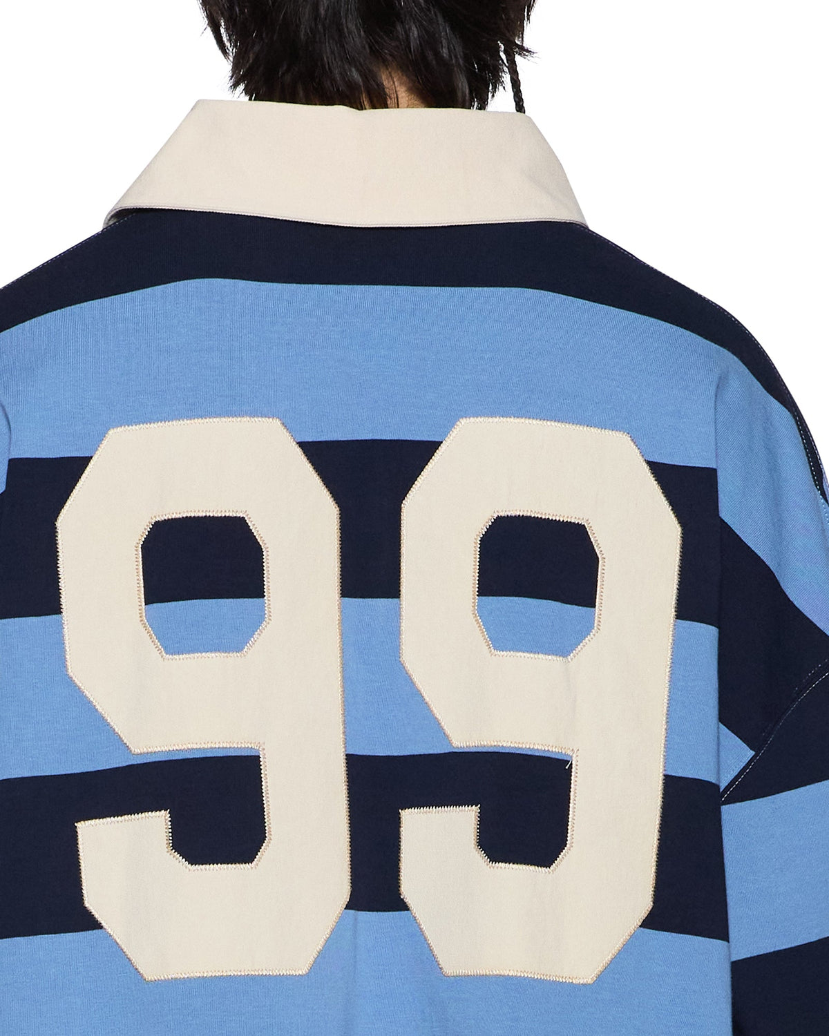Mens Rugged Rugby Jersey Faded Ice Boxy Shirts - Blue