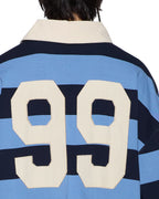 Mens Rugged Rugby Jersey Faded Ice Boxy Shirts - Blue
