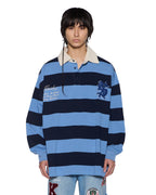 Mens Rugged Rugby Jersey Faded Ice Boxy Shirts - Blue