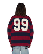 Mens Rugged Rugby Jersey Fire Fade Boxy Shirts - Burgundy