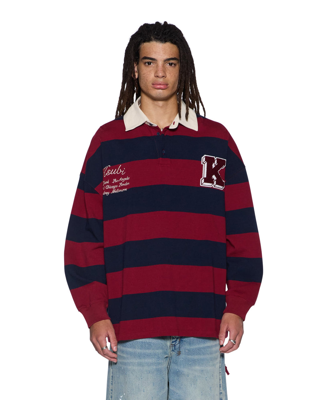 Mens Rugged Rugby Jersey Fire Fade Boxy Shirts - Burgundy
