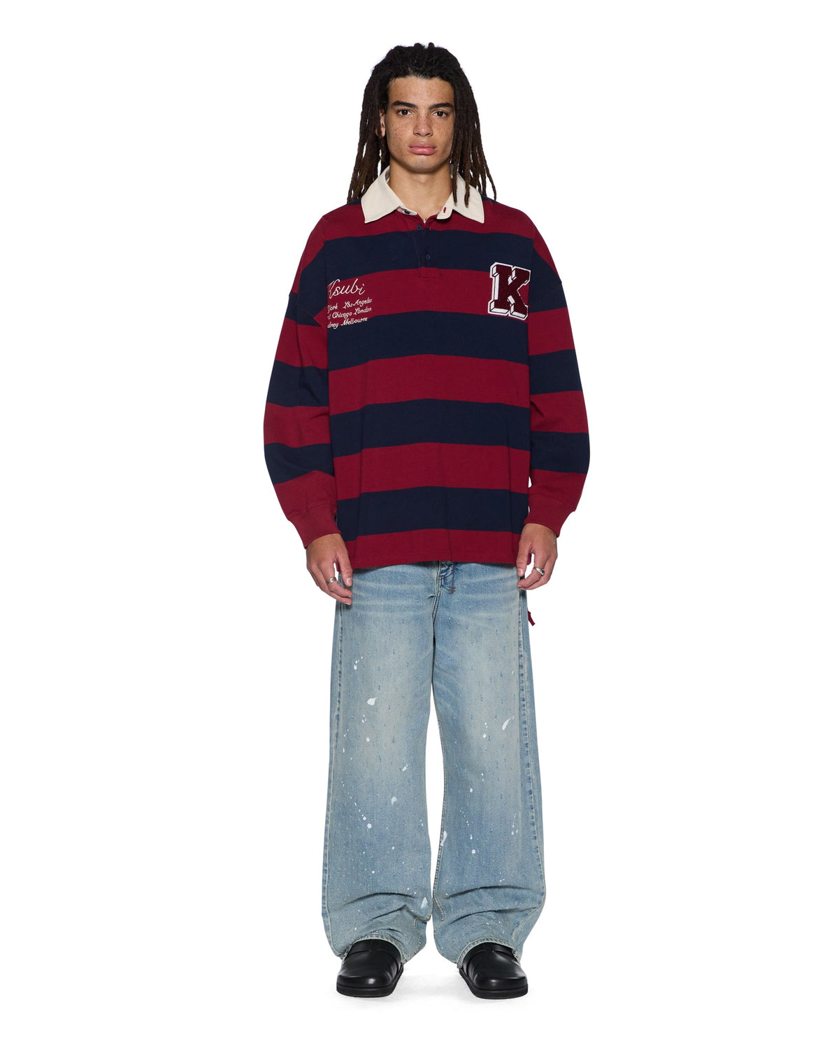 Mens Rugged Rugby Jersey Fire Fade Boxy Shirts - Burgundy