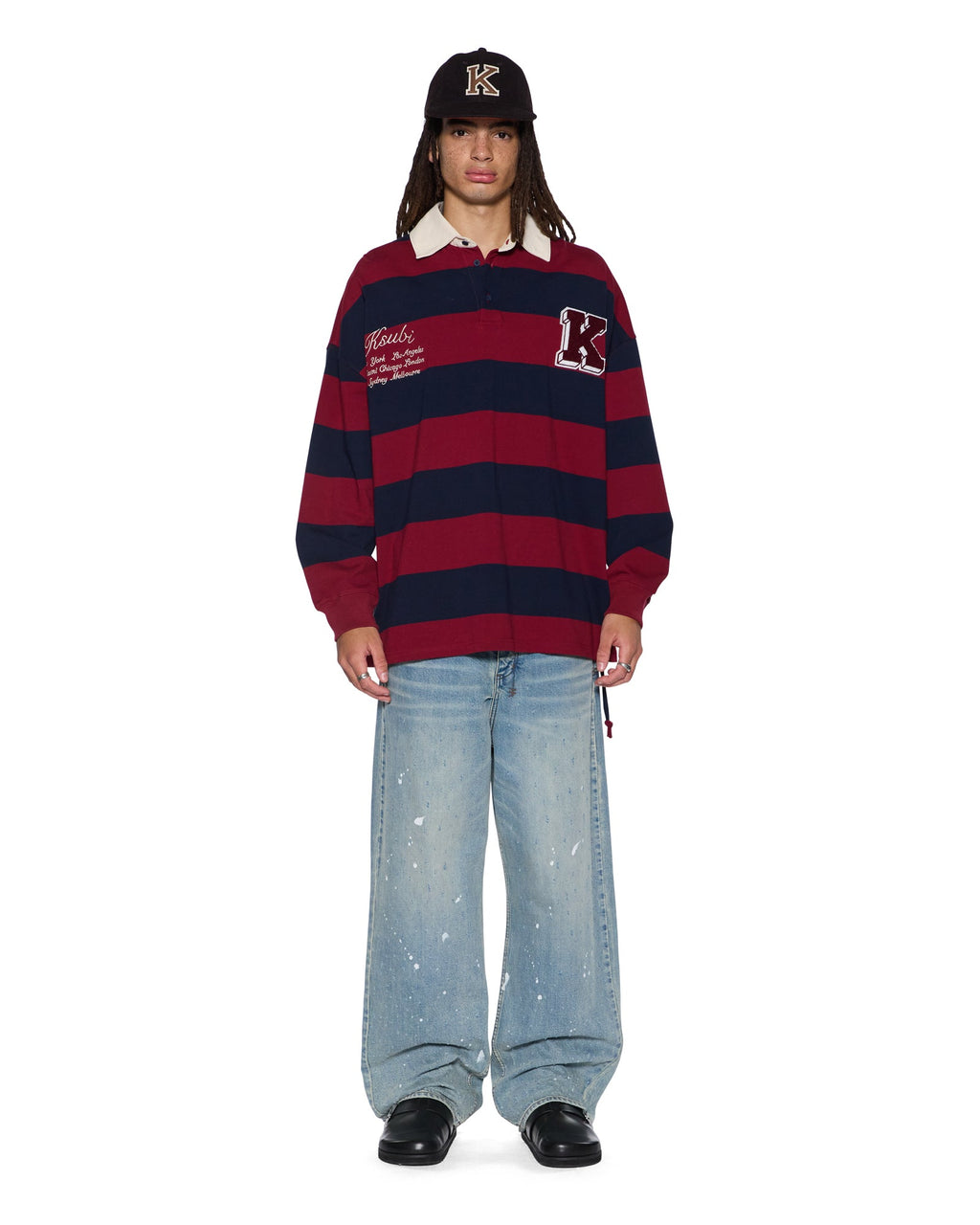 Mens Rugged Rugby Jersey Fire Fade Boxy Shirts - Burgundy
