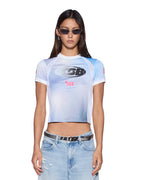 Womens All Night Baby Jersey Blu Haze Slim Tees - Blue