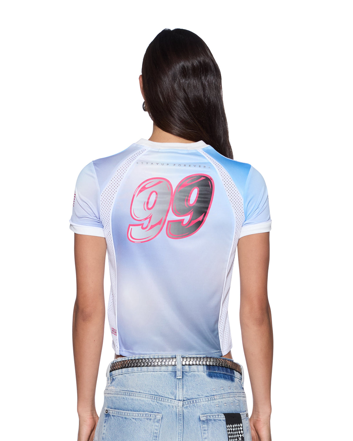 Womens All Night Baby Jersey Blu Haze Slim Tees - Blue
