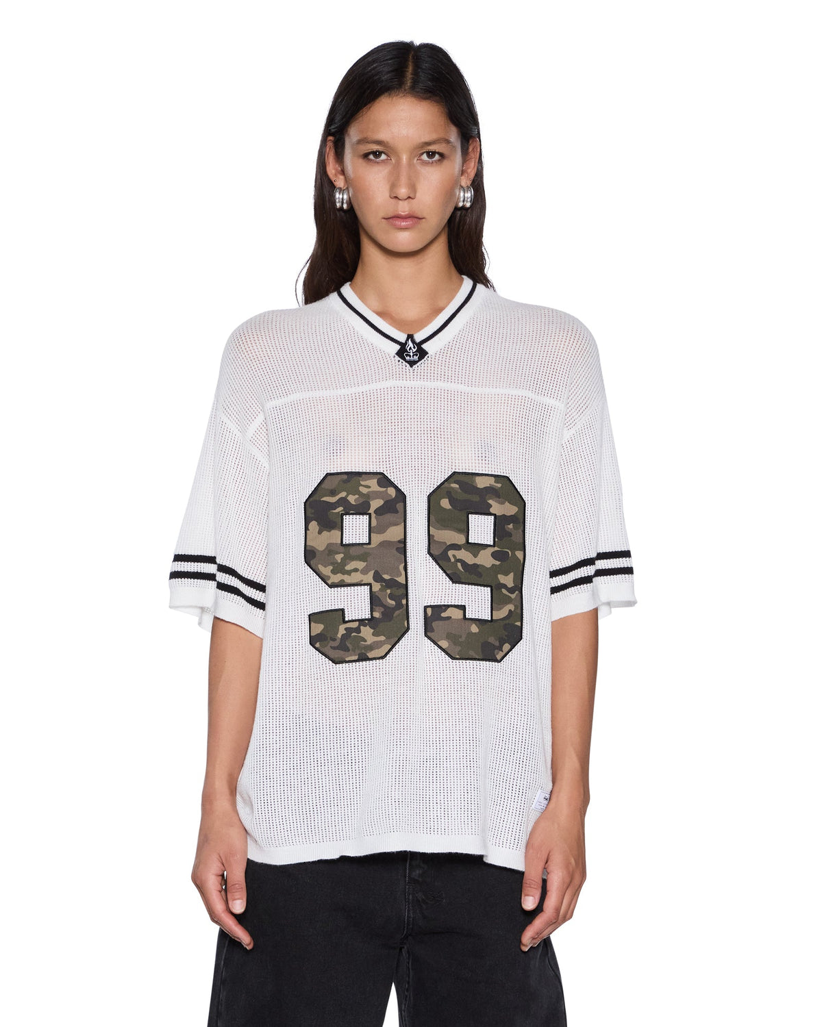 Womens Derby Boyfriend Ss Jersey Camo Shell Relaxed Tees - Green