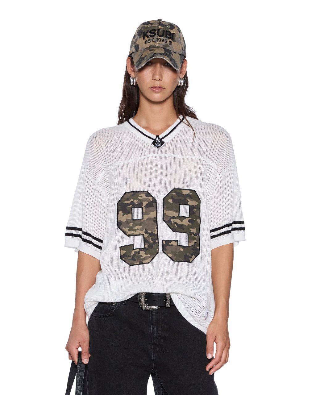 Womens Derby Boyfriend Ss Jersey Camo Shell Relaxed Tees - Green