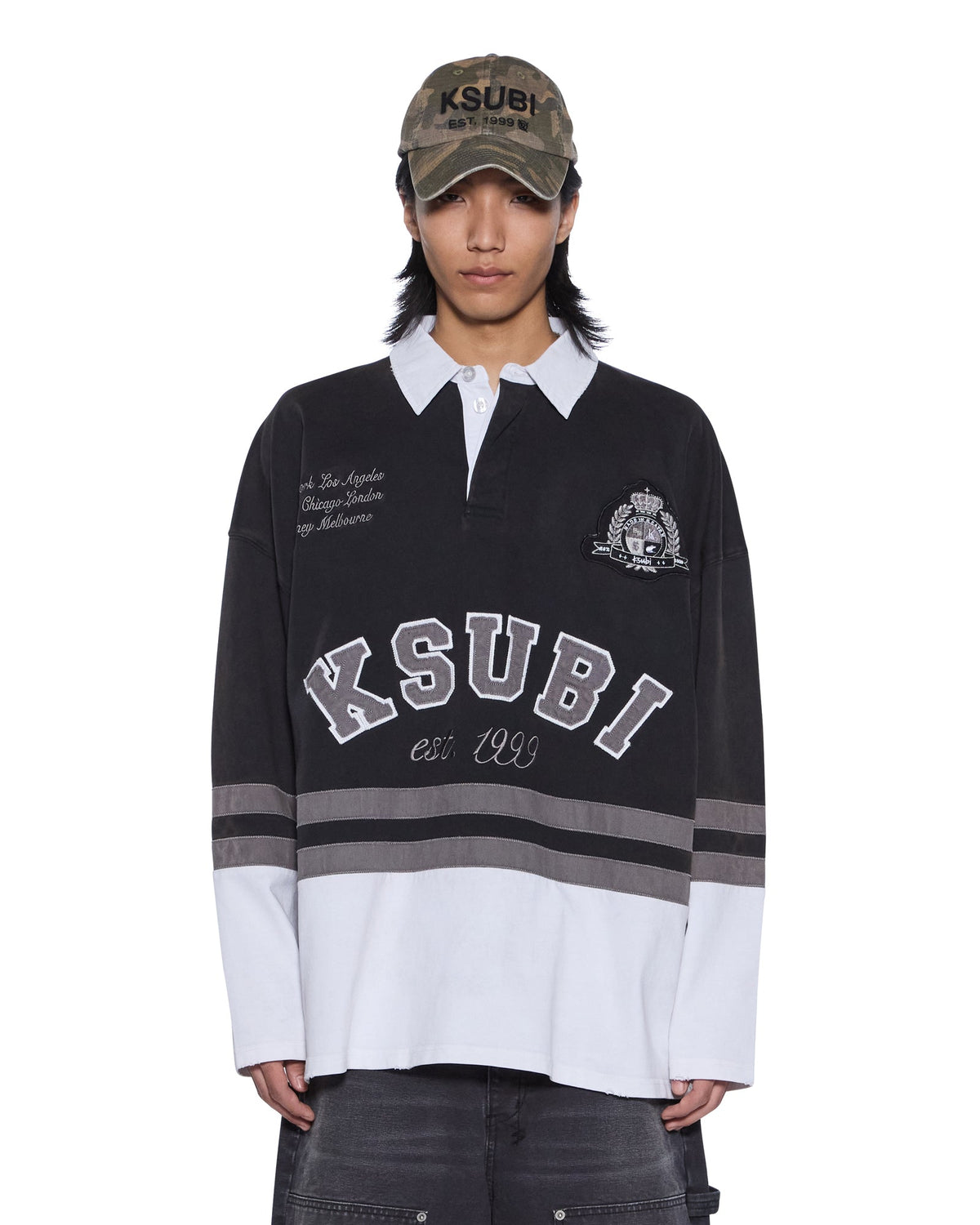 Mens Duke Rugby Ls Jersey Black Oversized Shirts - Black