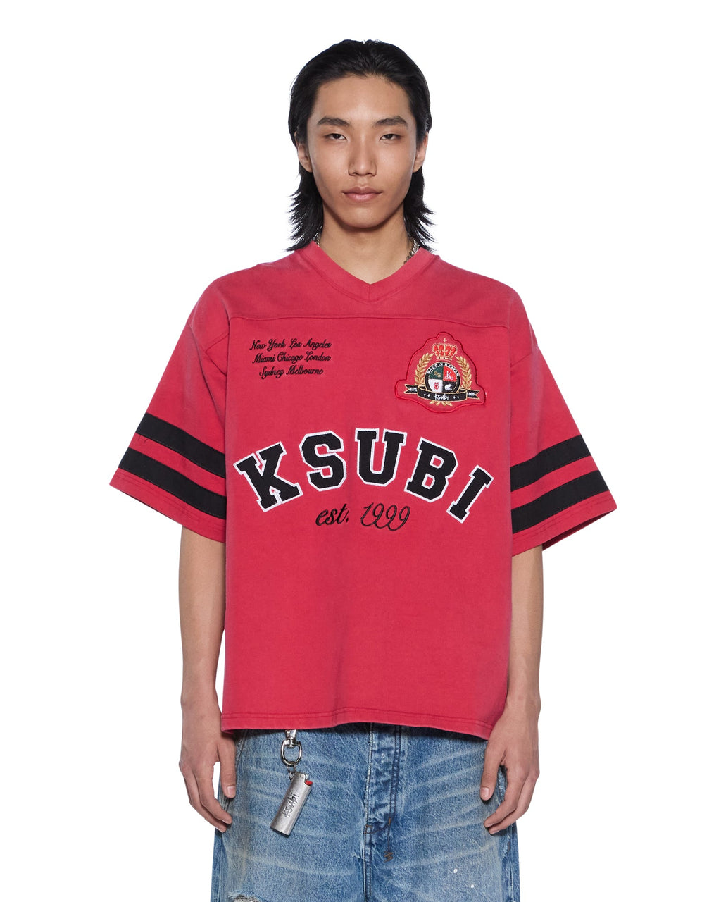 Mens Duke Ss Jersey Crimson Oversized Tees - Red