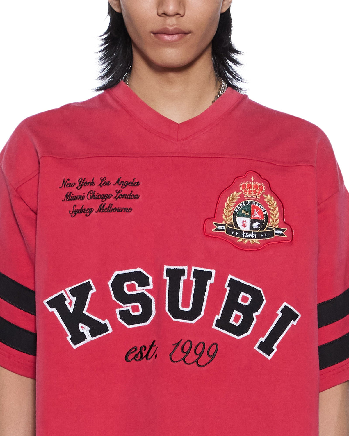 Mens Duke Ss Jersey Crimson Oversized Tees - Red