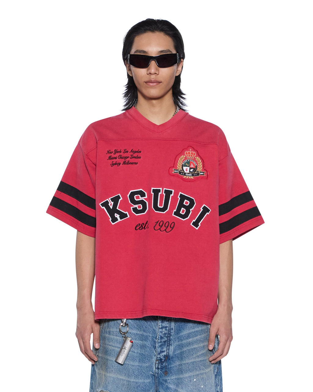 Mens Duke Ss Jersey Crimson Oversized Tees - Red
