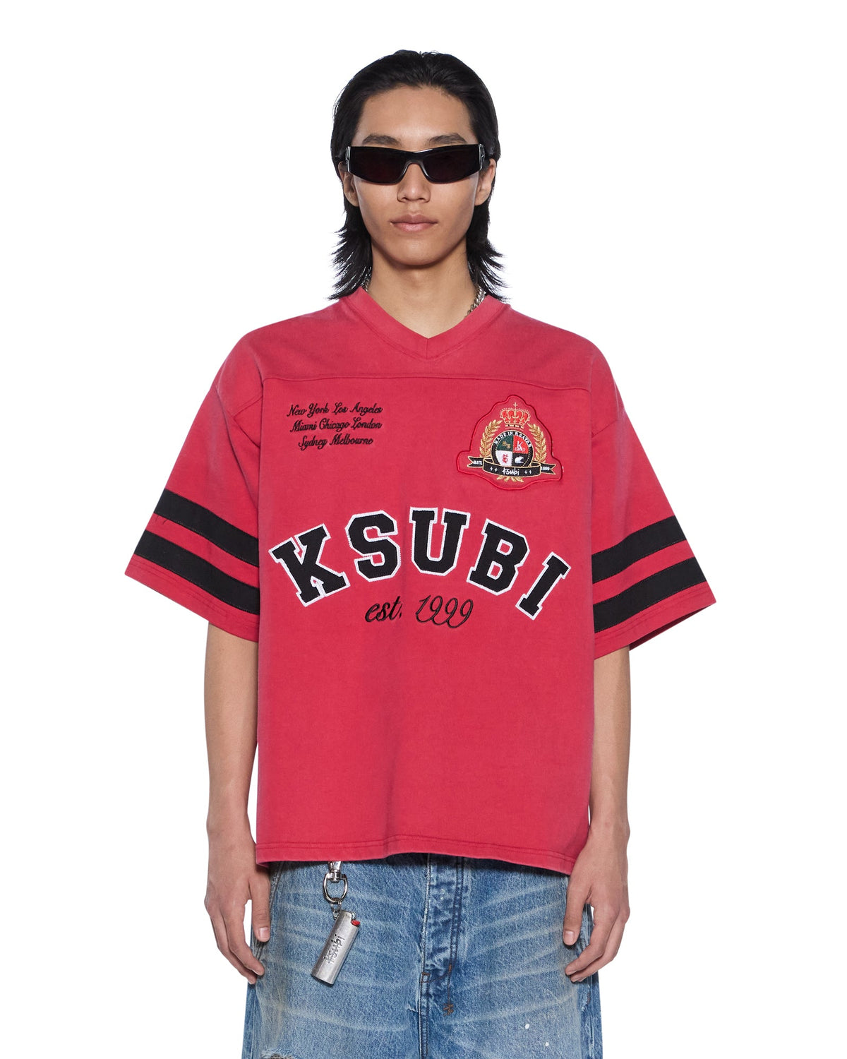 Mens Duke Ss Jersey Crimson Oversized Tees - Red