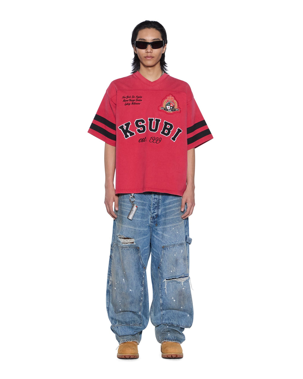 Mens Duke Ss Jersey Crimson Oversized Tees - Red