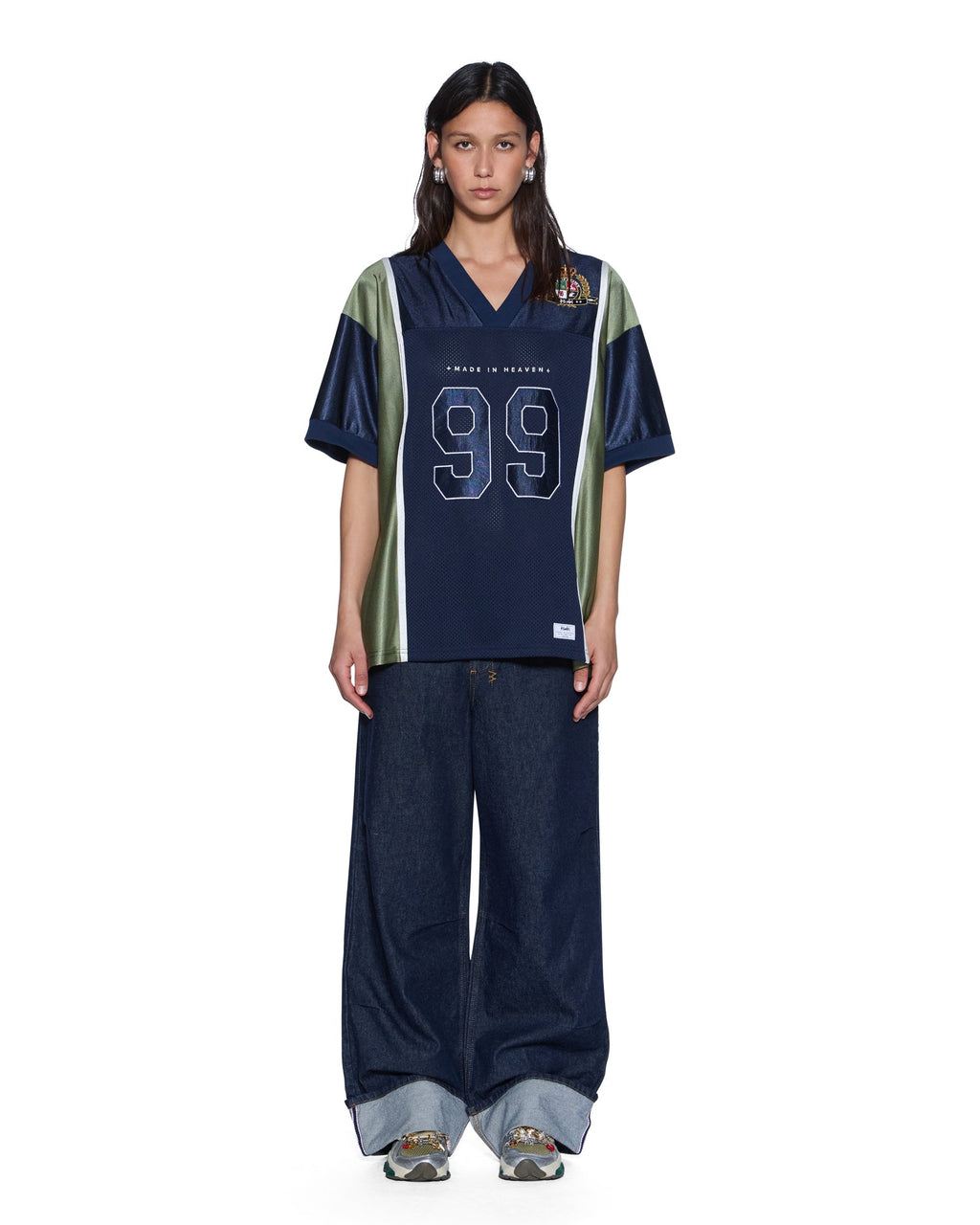 Womens Playoff Ss Jersey Navy Relaxed Fashion Tops - Navy