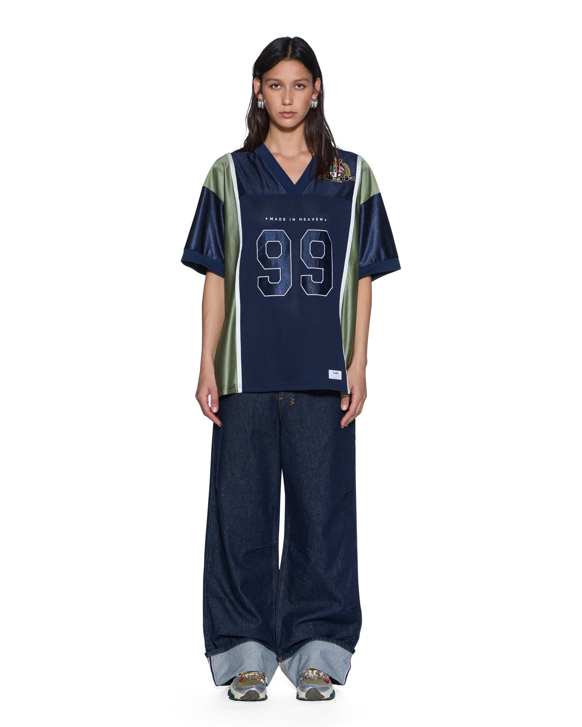 Womens Playoff Ss Jersey Navy Relaxed Fashion Tops - Navy