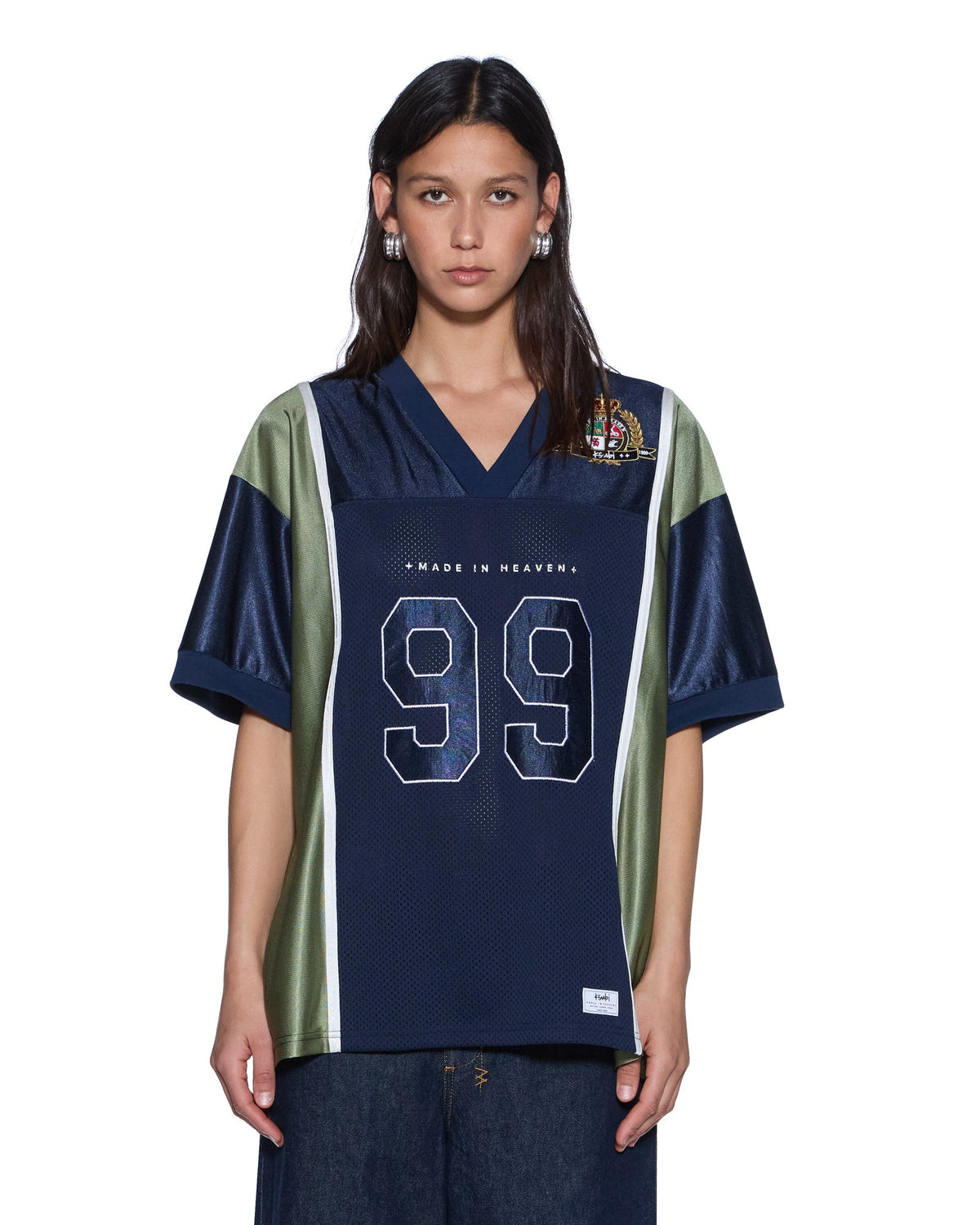 Womens Playoff Ss Jersey Navy Relaxed Fashion Tops - Navy