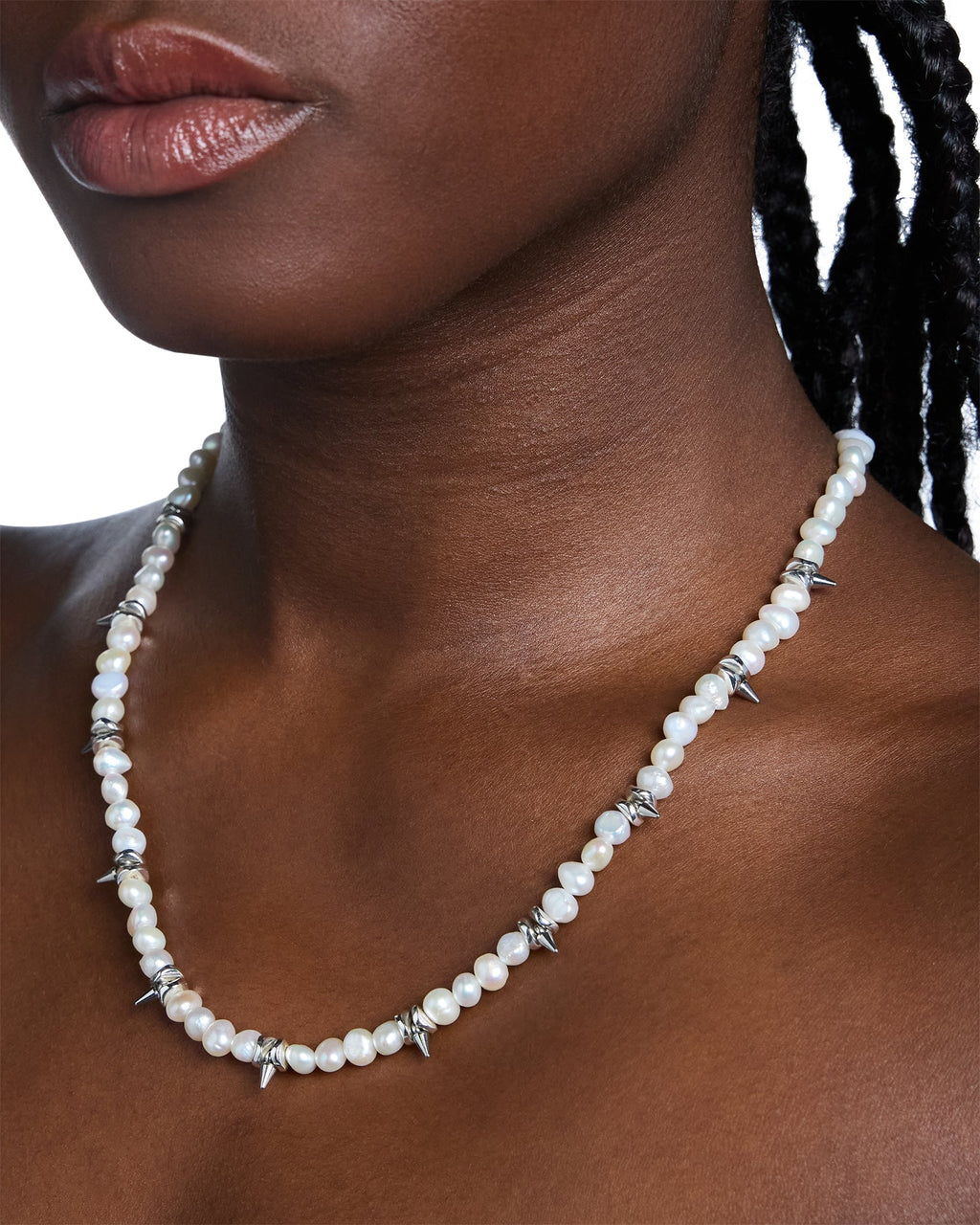 Pearl Spike Necklace Jewellery - Silver