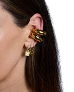 Krystal Chainlink Huggie Earings Gold Jewellery - Gold