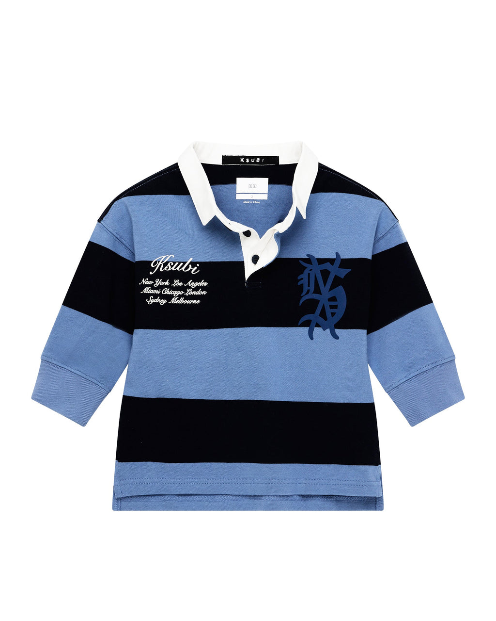 Kids Lil Rugged Rugby Ls Jersey Faded Ice Fashion Tops - Multi Colour