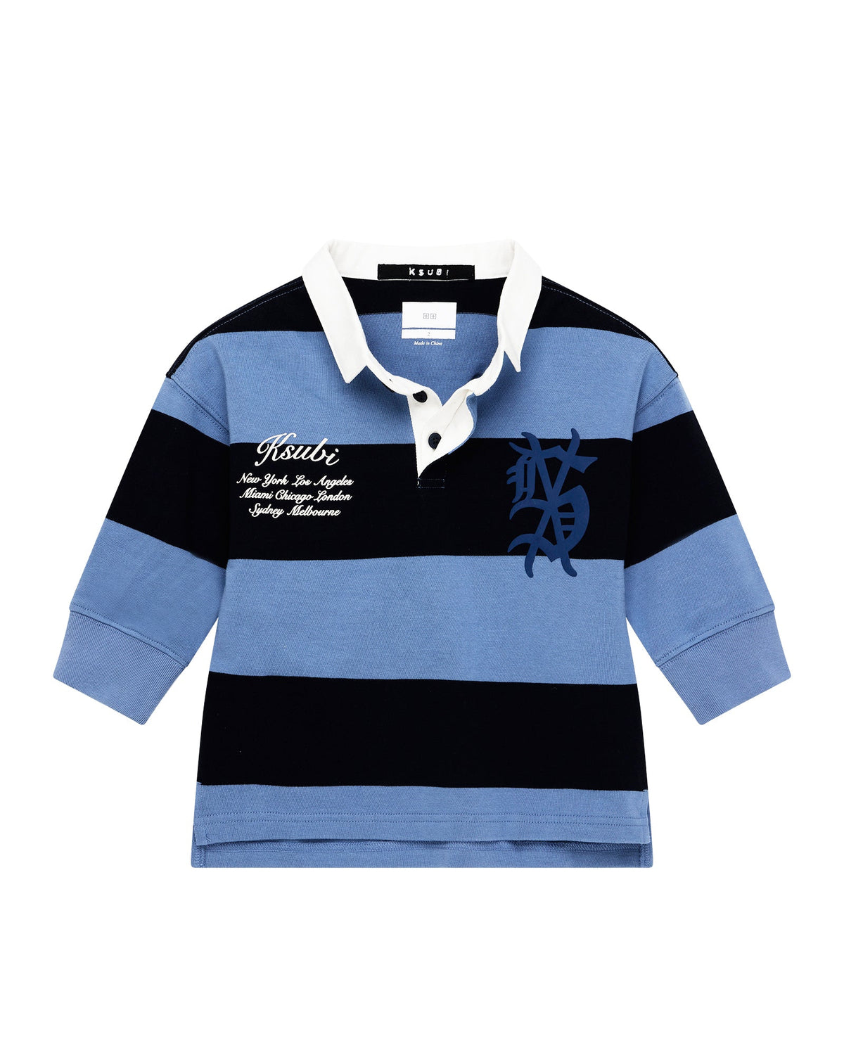 Kids Lil Rugged Rugby Ls Jersey Faded Ice Fashion Tops - Multi Colour