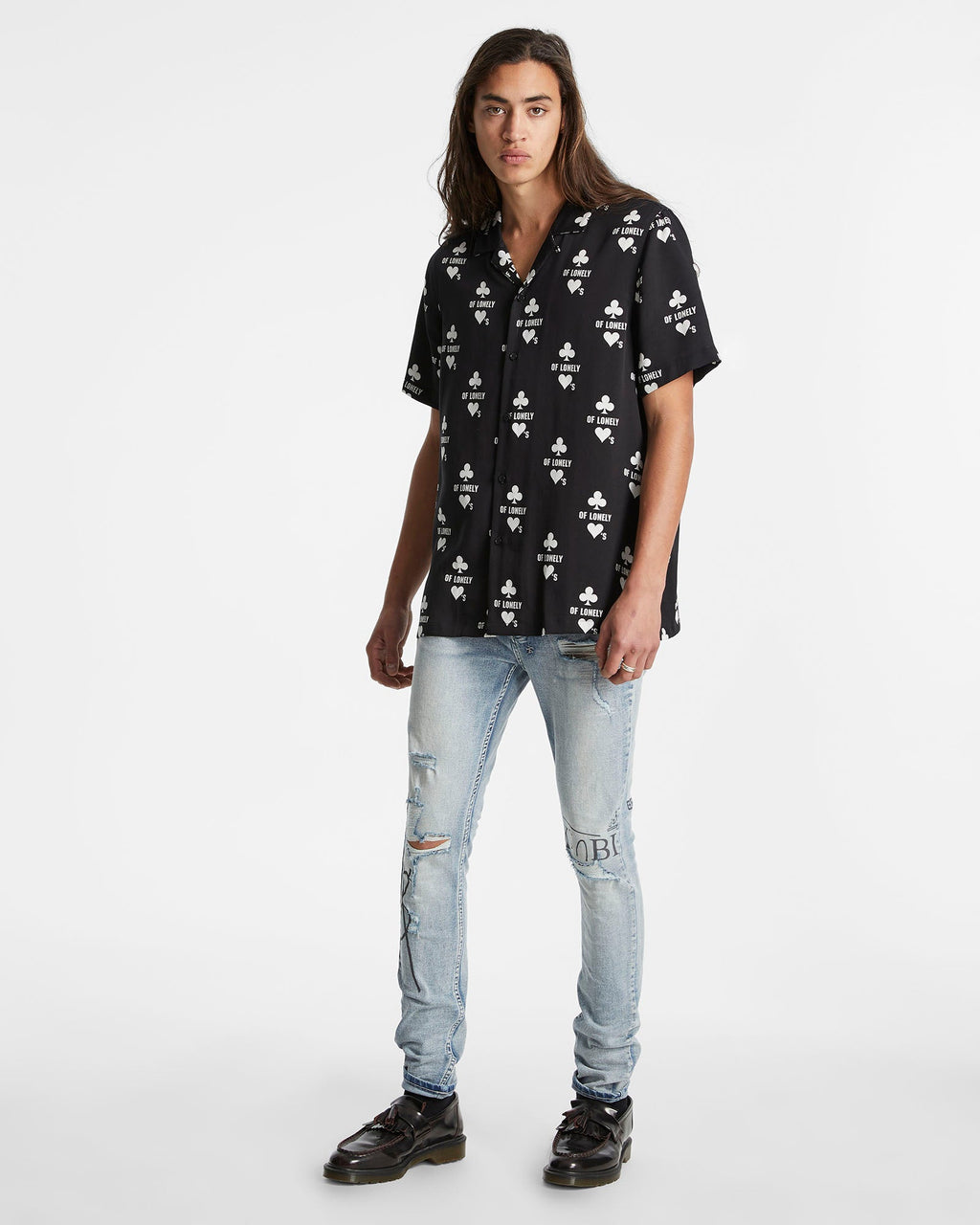 Mens Klub Of Hearts Resort Ss Shirt Black Regular Shirts - Black
