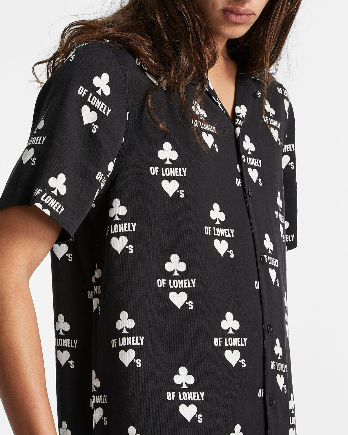 Mens Klub Of Hearts Resort Ss Shirt Black Regular Shirts - Black