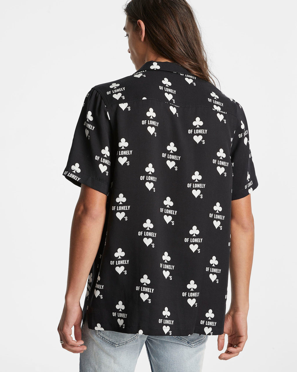 Mens Klub Of Hearts Resort Ss Shirt Black Regular Shirts - Black
