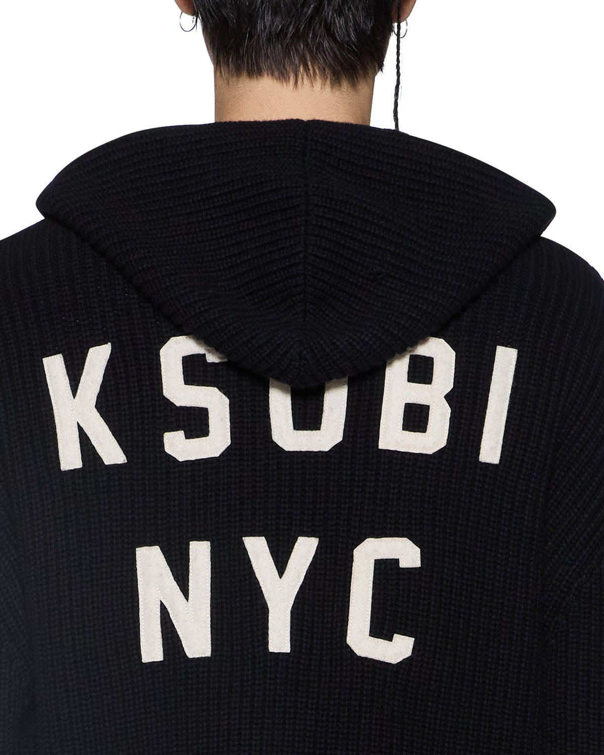 Mens Boxer Zip Knit Hoodie Midnight Regular Knitwear - Black