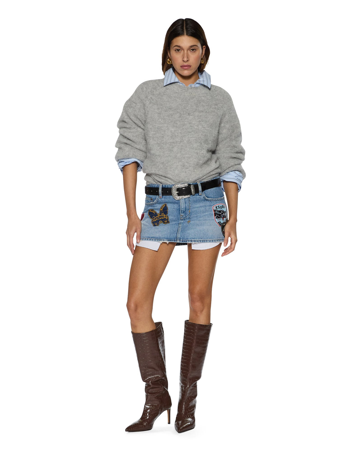 Womens Cosy Knit Light Grey Regular Knitwear - Grey