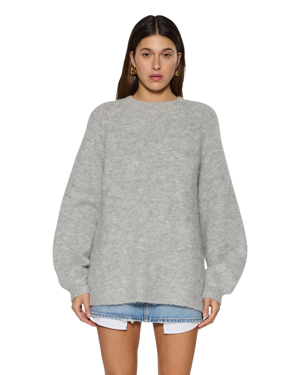 Womens Cosy Knit Light Grey Regular Knitwear - Grey
