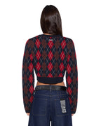 Womens Fable Cardi Red Argyle Regular Knitwear - Red