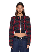Womens Fable Cardi Red Argyle Regular Knitwear - Red