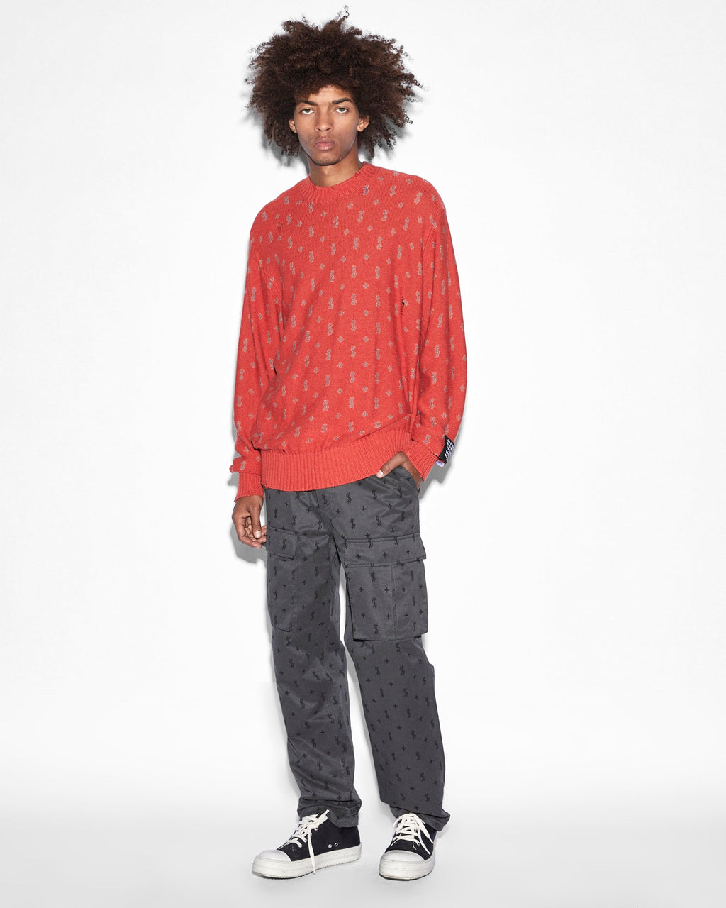 Mens Allstar Knit Crew Torch Regular Knitwear - Red
