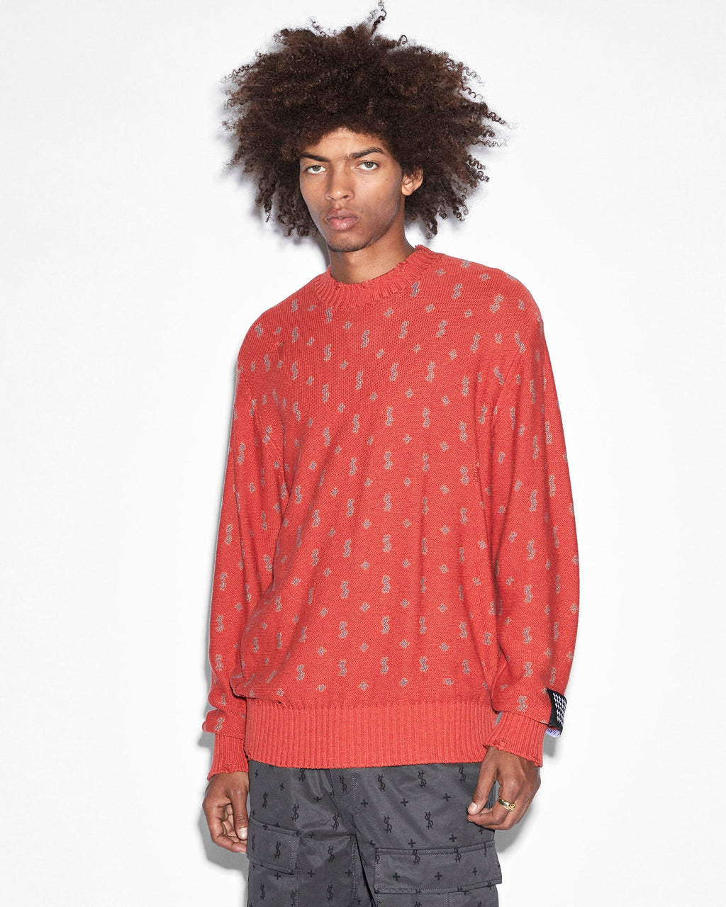 Mens Allstar Knit Crew Torch Regular Knitwear - Red