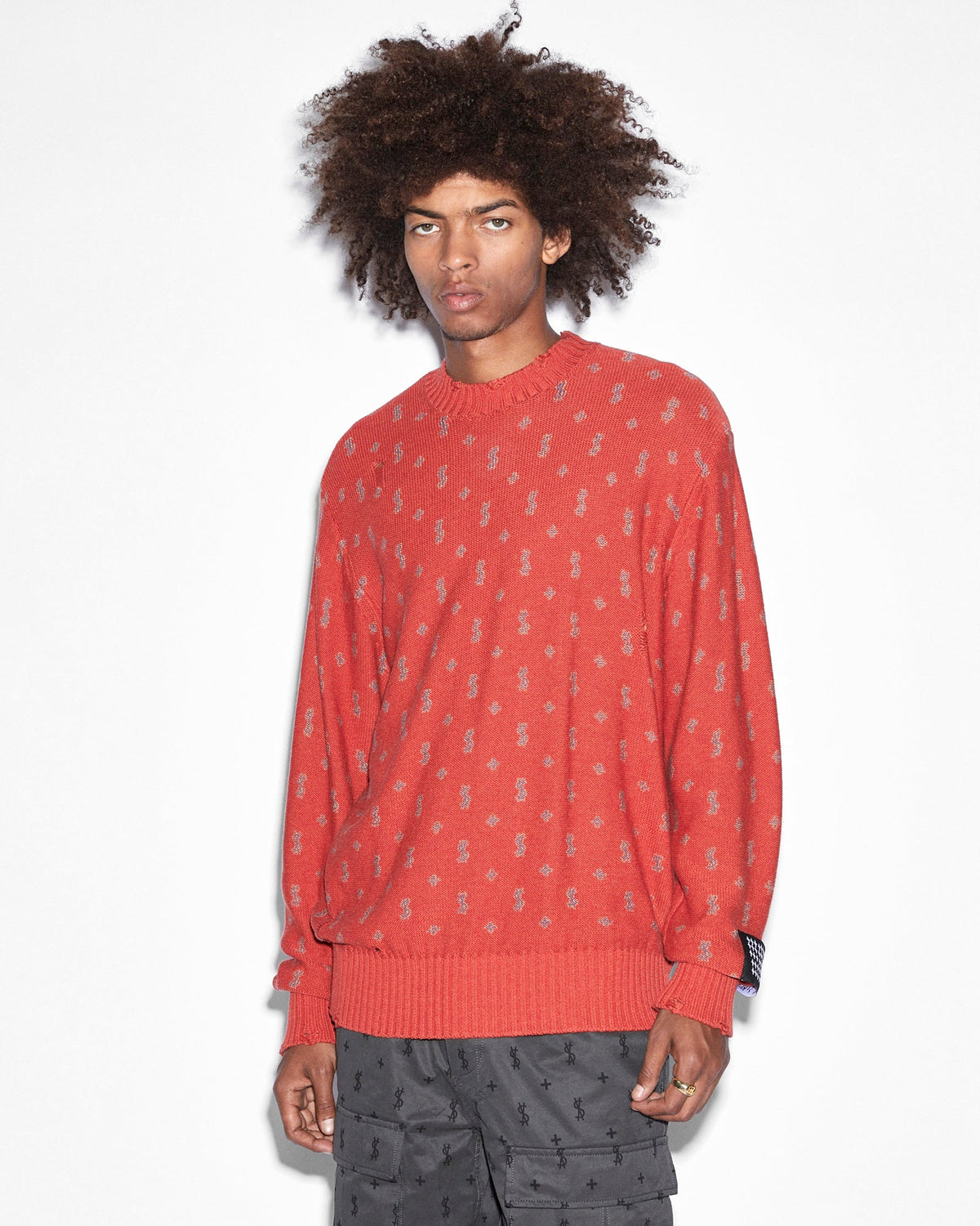 Mens Allstar Knit Crew Torch Regular Knitwear - Red