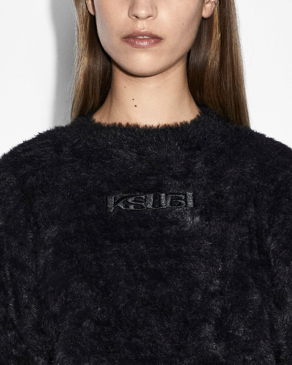 Womens Cropped Sweater Black Oversized Knitwear - Black