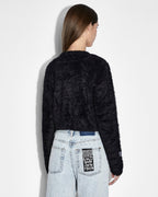 Womens Cropped Sweater Black Oversized Knitwear - Black